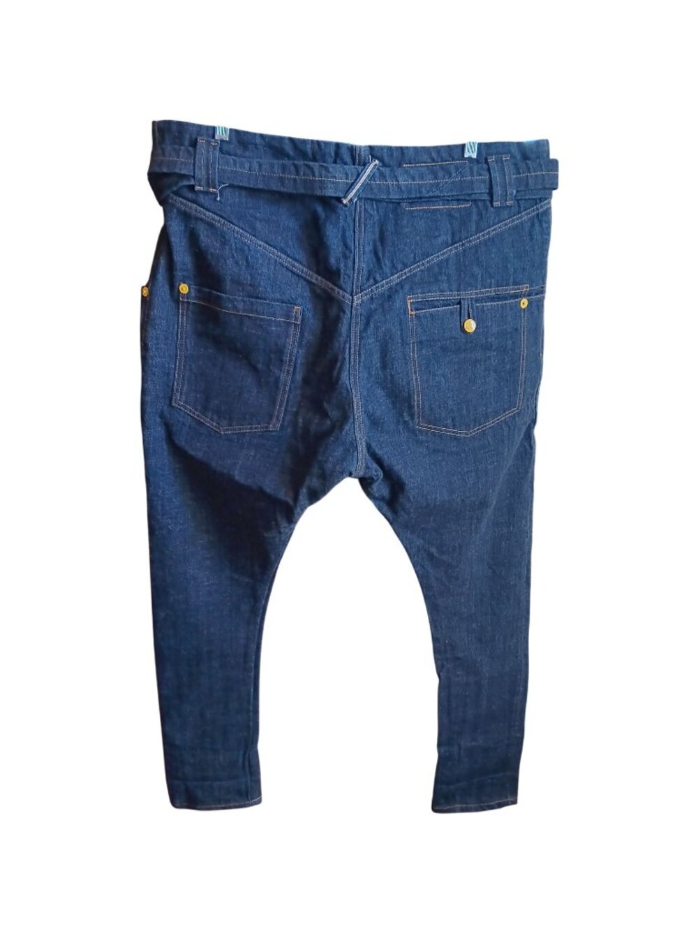 Small DESIGNER JEANS Y2k RARE EXPERIMENTAL LOVE-DENIM ENGLAND REDLINE INDIGO
